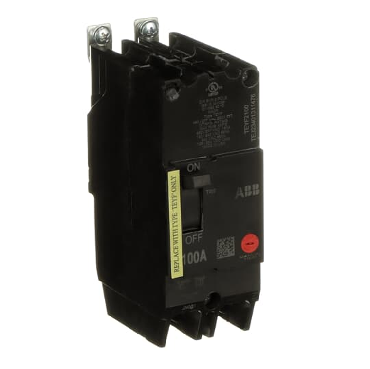 ABB TEYF2100 Teyf 2 Pole 100 Amp Circuit Breaker - Compact Design with Quick-Make/Break Mechanisms for Grounded 480Y/277 Vac Systems