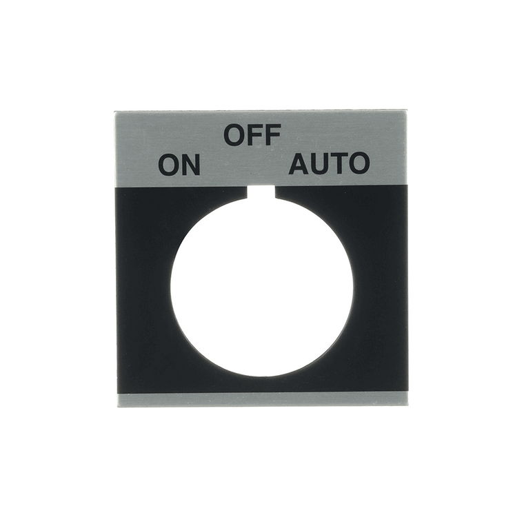 ABB CR104PXN1BP091 Nameplate - Standard Size 1 Legend Plate for ON/OFF/AUTO Control Panel Labeling