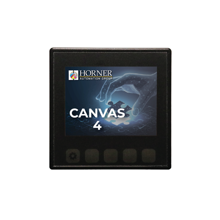 Horner Automation HE-CV-035C-05-22 Canvas 4 Controller 3.5, 12 DC In, 12 DC Out, 2 Analog In (mA/V/Tc/mV/RTD), 2 Analog Out With Display Heater