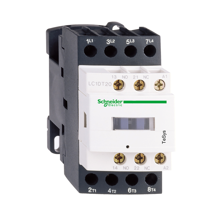 Schneider Electric LC1D128BD IEC contactor, TeSys Deca, nonreversing, 25A resistive, 4 pole, 2 NO and 2 NC, 24VDC coil, open style