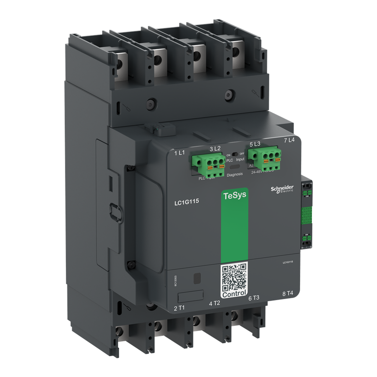 Schneider Electric LC1G1504EHEA Contactor, high power, TeSys Giga, advanced version, AC-1, <= 440V, 275A, 4 pole/NO, 48-130VAC/DC coil