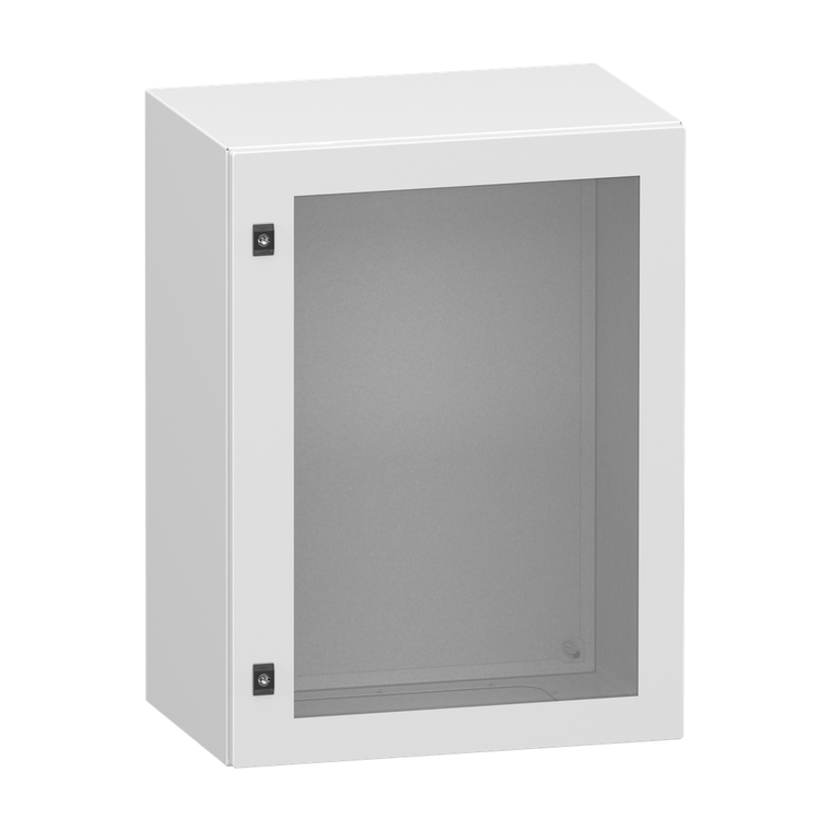 Schneider Electric NSYCRN86400T Glazed steel door, PanelSeT CRN, without mounting plate, 800x600x400mm, IP66, IK08, RAL7035
