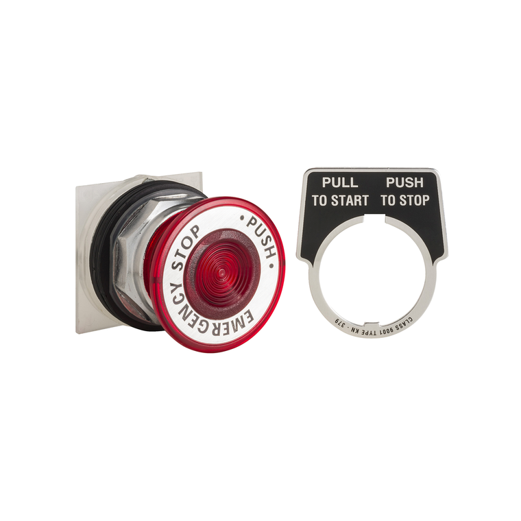 Schneider Electric 9001KR9RY235 Push-button head, Harmony 9001K, metal, mushroom 41mm, red, 30mm, 2 positions, push-pull, for Â T, TA5, and TB2 contact block