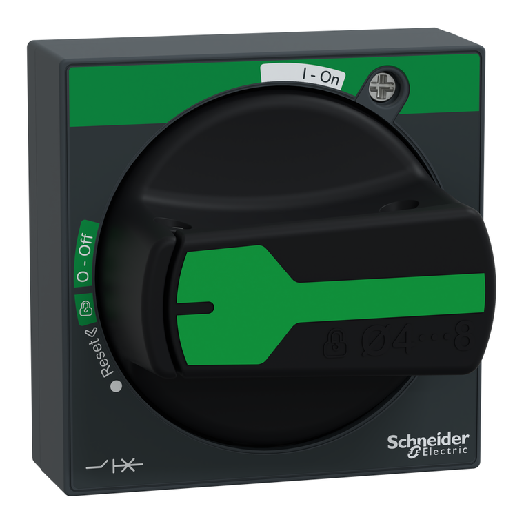Schneider Electric GVAPB65S Rotary handle,TeSys Deca Frame 2/3,TeSys Ulta,IP65,black handle,without trip indication,short shaft