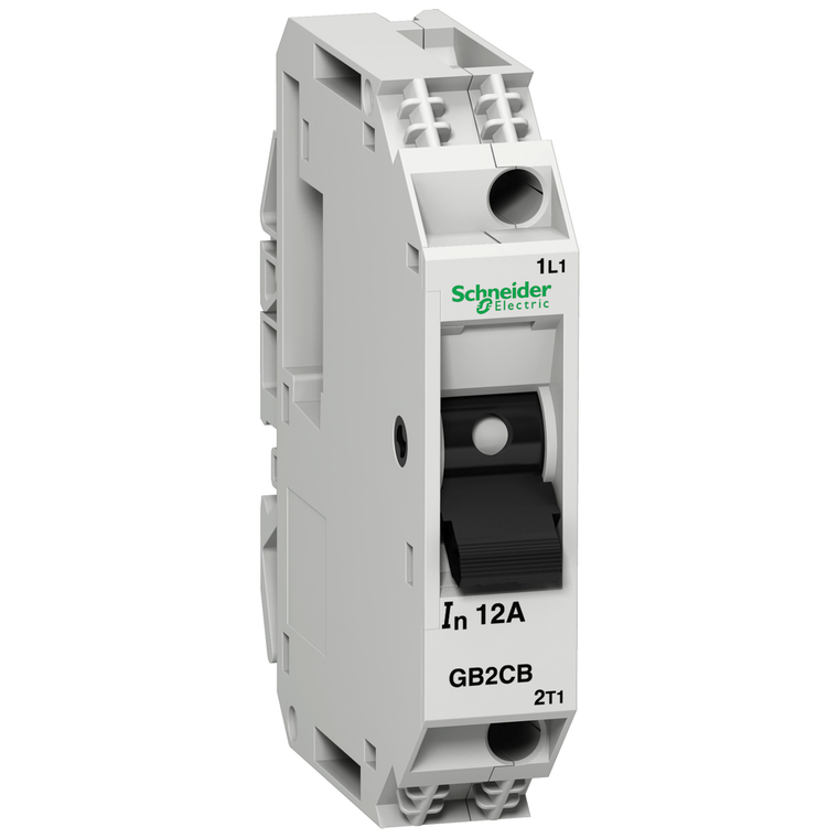 Schneider Electric GB2CB05 TeSys GB2 thermal magnetic circuit protector, 1 P, 0.5 A, Id = 6.6 A