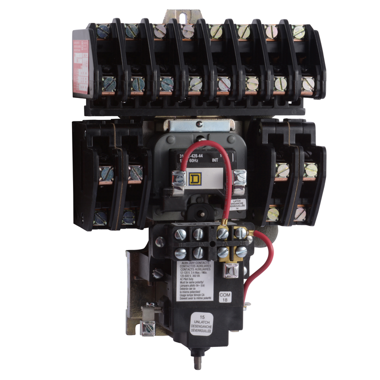 Schneider Electric 8903LXO1000V04 Contactor, Type L, multipole lighting, mechanically held, 30A, 10 pole, 600 V, 277 VAC 60 Hz coil, open style