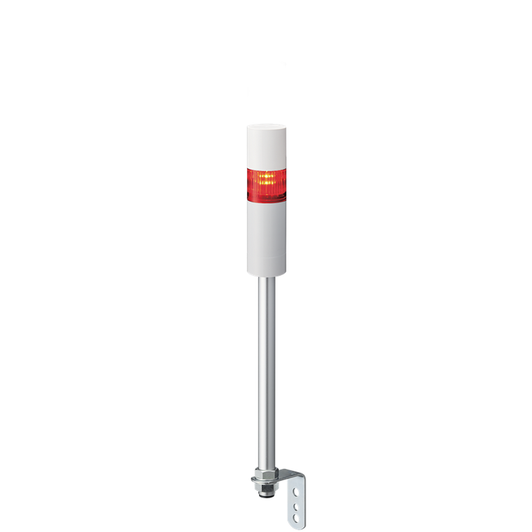 Patlite LR5-102LEBW-R 1-tier 50mm diameter, 24V DC, L-bracket pole-mount Signal Tower with RJ-45 port for LAN Connection; Off-white body, IP65, Red LED with buzzer module