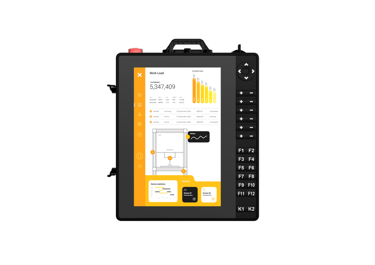 EXOR X10 Wireless Mobile HMI Handheld, 10" PCAP Multitouch, Wi-Fi Safety, Emergency Stop, 35-Button Keypad (X10-WIRELESS)