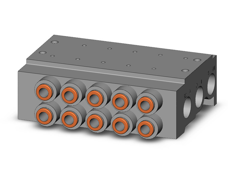 SMC VV5QZ25-05C6C-N 4/5 port solenoid valve base mounted manifold