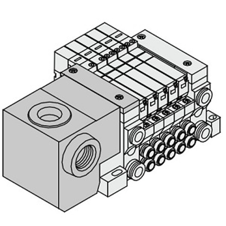 SMC VV5Q11-07N3TN-DNS VQ1000/2000 Series Manifold Base Mounted Plug-in Unit T Kit (VQ1000)