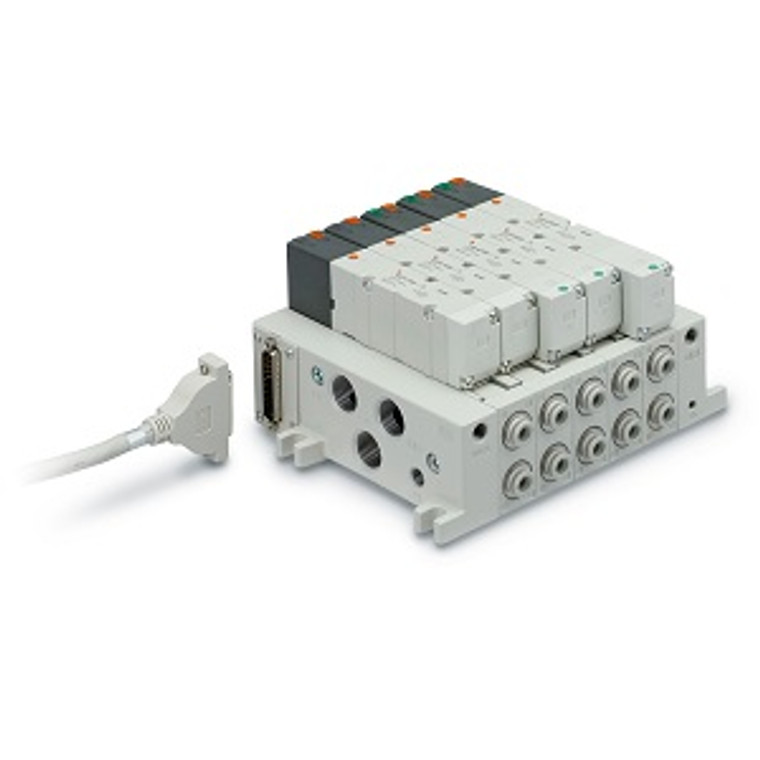 SMC VV5Q41-10N11TFD3-SD VQ4000 Series 5 Port Solenoid Valve Plug-in Unit/Base Mounted F Kit (D-sub Connector Kit) Manifold