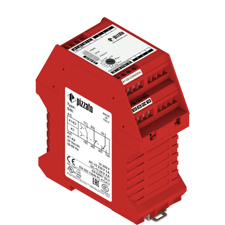 Pizzato CS FS-54V120 Safety Timer Module - 1NO+1NC+1CO, Category 3 for Industrial Applications