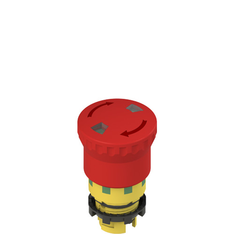 Pizzato E2 1PERF4731 Turn-to-Release Emergency Pushbutton with Green Mechanical Indicator