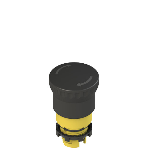 Pizzato E2 1PERZ4511 Black Mushroom Pushbutton with Turn-to-Release Mechanism