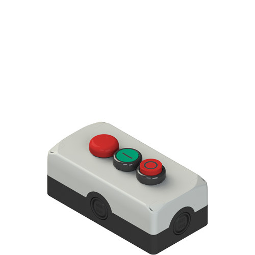 Pizzato ES AC33013 Complete unit with enclosure, 1 indicator light, 1 flush pushbutton, 1 projecting pushbutton and contacts