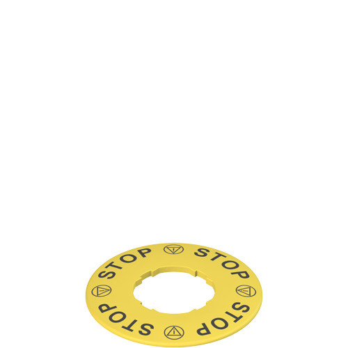 Pizzato VE TF32A5109 Safety Label with Shaped Hole, 60mm Yellow Disc - 'STOP' Message