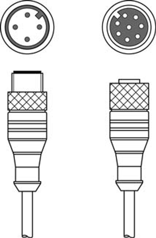 Leuze K-DS M12A-8P-4P-5m-L-PUR Interconnection cable