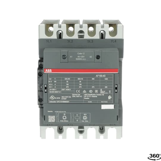 ABB AF190-40-11-12 contactor 4 pole 230a 600vac