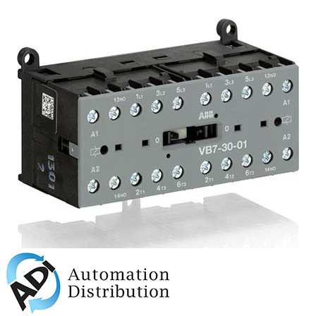 ABB VB7-30-01-84 Mini Reversing Contactor, 110-127V, 3 Pole, 5.5 kW Capacity - Compact and Efficient Motor Control Solution with Auxiliary Contact and Mechanical Interlock Pack of 5