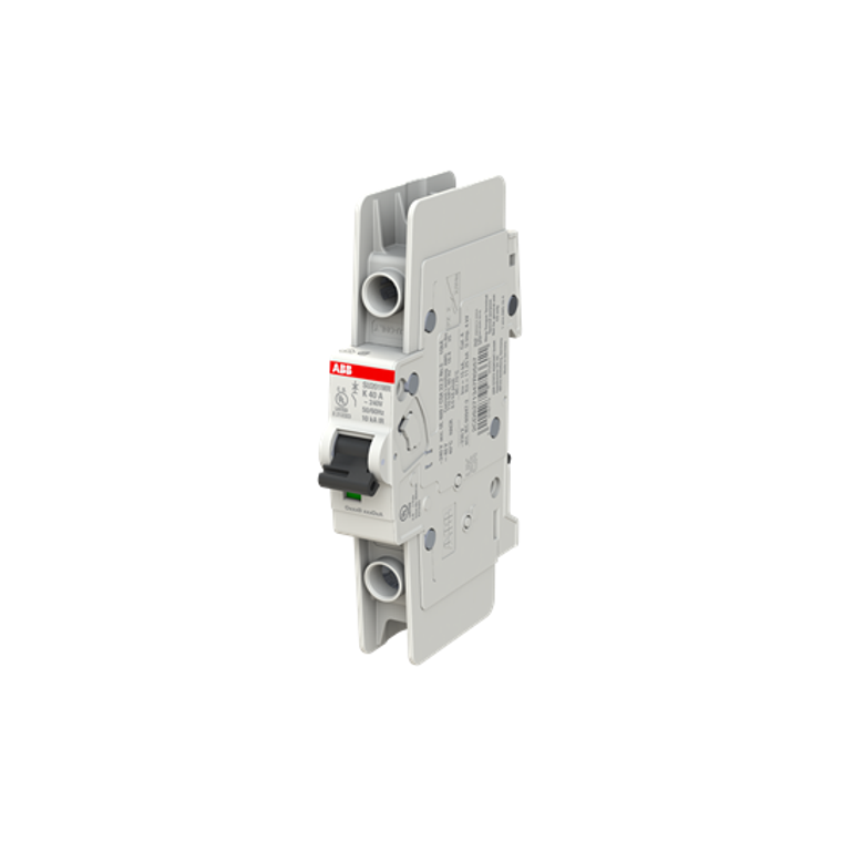 ABB SU201MR-K40 Miniature Circuit Breaker - 40A, Single-Pole, UL 489 Certified, K-Characteristic Curve, Industrial & Commercial Use