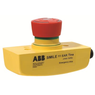 ABB Smile 11 EAR Tina Emergency Stop, M12 5‑Pin, LED, Reversed Button Mount, 24 VDC, 2TLA030050R0100