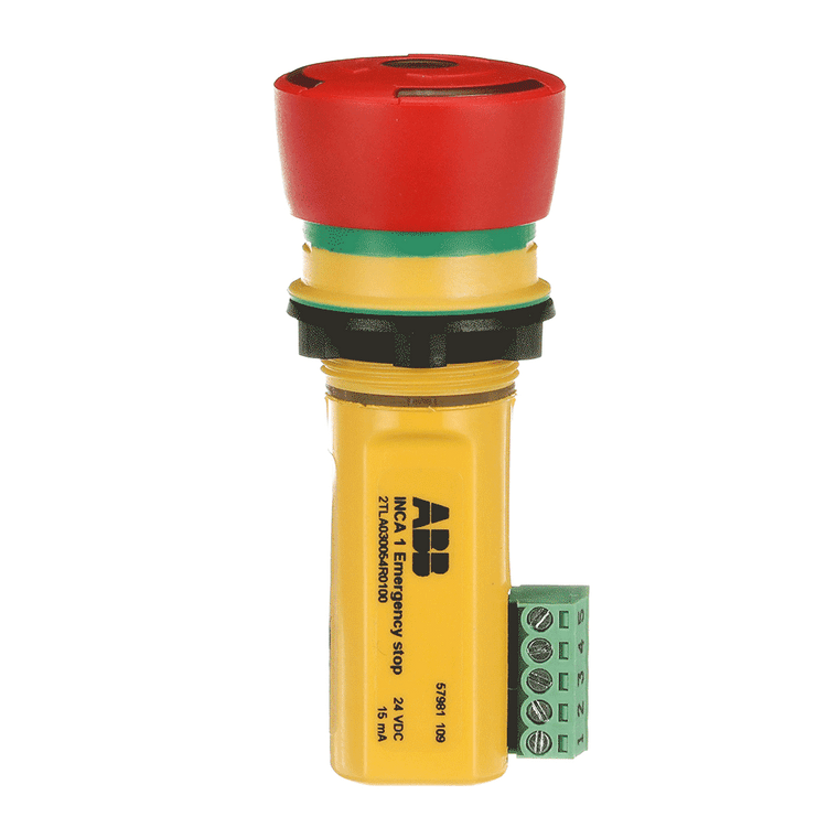 ABB Inca 1 Emergency Stop Button with LED - 2 NC Contacts, Panel Mount, Jokab Safety Line