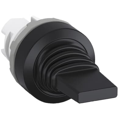 ABB MTS2-10B 3-Position Toggle Switch with Spring Return - Durable Black Plastic, 22mm Mounting, 5 kOhm Resistor