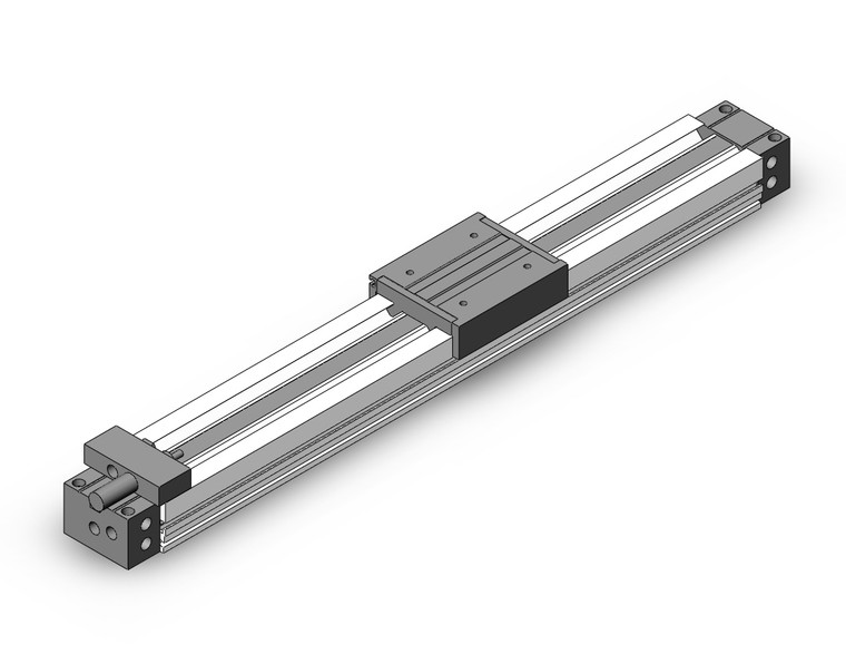 <h2>Rodless Cylinder, MY1M, Mechanically Jointed - Slide Bearing</h2><p><h3>The MY1M Rodless Cylinders have a one-piece carriage and piston that runs its entire stroke length housed with an inner seal belt to maintain air pressure combined with an outer dust seal band to protect from contaminants. This design offers a compact footprint compared to rod-style cylinders and features a low profile. The integrated slide bearing internal guide provides lateral stability protecting it from side load impacts. Air cushions are standard and external shock absorbers are optional.</h3>- Bore sizes: 16, 20, 25, 32, 40, 50, 63 mm<br>- Stroke lengths: 100, 200, 300, 400, 500, 600, 700, 800, 900, 1000, 1200, 1400, 1600, 1800, 2000, 3000, 4000, 5000 mm<br>- Minimum operating pressure: 0.15 ~ 0.20 MPa (22 ~ 29 psi)<br>- Speed: 100~1000 mm/sec (w/o stroke adjustment bolt), 100~1500 mm/sec (external shock absorber)<br>- Long stroke option: up to 5000 mm (XB11), up to 3000 mm for 16 bore<br>- Auto switch capable<br>- <p><a href="https://content2.smcetech.com/pdf/MY1.pdf" target="_blank">Series Catalog</a>