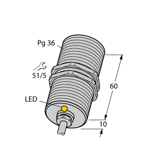 Turck BI20-G47-RZ3X Inductive Proximity Sensor, 20mm, 2-Wire AC/DC, NC