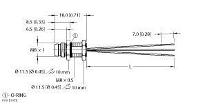 Turck - MFS 3131-0 - Male Connector, 18 AWG, 1/2 in. -20 UNF, 250 V, 4