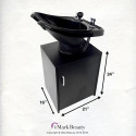 Tilting ABS Plastic Shampoo Bowl on top of Black Cabinet -TLC-B13WT-Tiltingcabinet - eMark Beauty