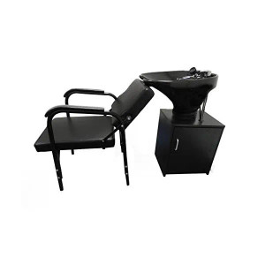 Tilting Shampoo Bowl Black Ceramic on Cabinet With Reclining Shampoo Chair TLC-B35-TC-216 Tilting Shampoo Bowl Black Ceramic on Cabinet With Reclining Shampoo Chair TLC-B35-TC-216