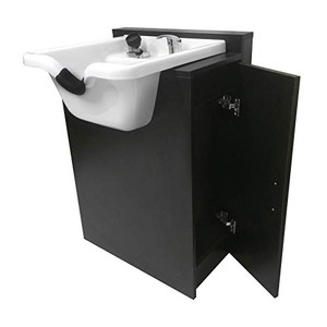 White Plastic Shampoo Bowl in Cabinet Towel, Reclining Chair Shampoo and Towel Cabinet MSR-W11-FC-TC-216