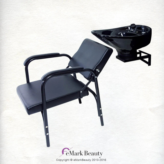 Ceramic Tilting Shampoo Bowl with Wall Mount attachment and Reclining Shampoo Chair -Sku: B07WT-216 Ceramic Tilting Shampoo Bowl with Wall Mount attachment and Reclining Shampoo Chair -Sku: B07WT-216