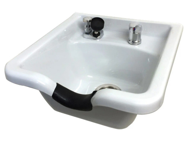 Square White CERAMIC Wall Mounted Beauty Salon Shampoo Bowl -Sku: W41Wall