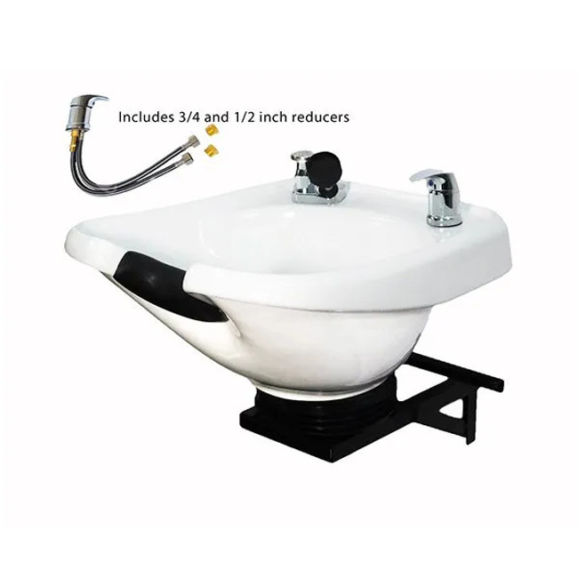 Salon Shampoo White CERAMIC Tilt Bowl Wall Mounted Beauty Salon Equipment -Sku: W33-WallTilt