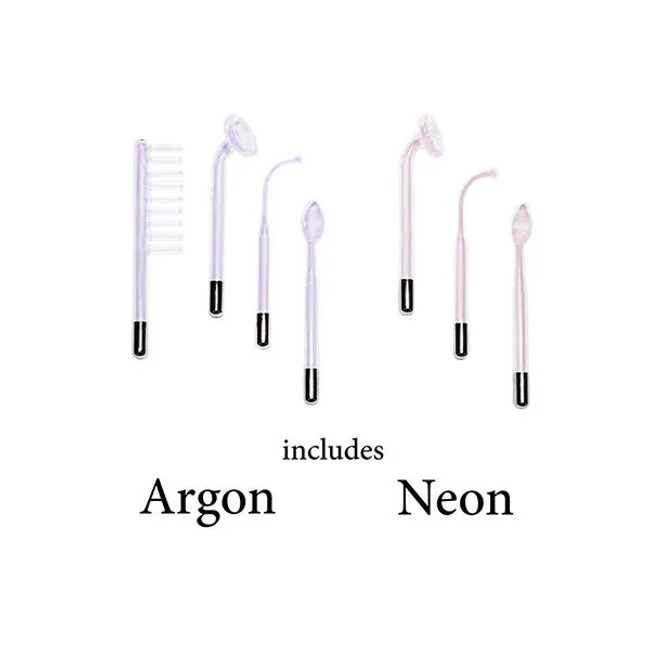 High Frequency Glass Tube Electrodes Argon (set of 4) and Neon (set of 4)for Facial Machine Salon Spa Equipment -Sku: ElectrodeSet-3Neon4Argon