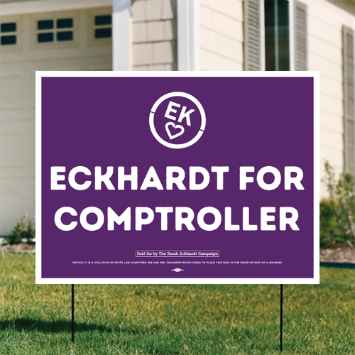 Eckhardt For Comptroller - Purple (24" x 18" Coroplast Yard Sign)