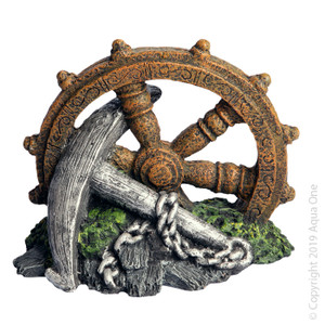 Aqua One Ornament Anchor With Ship Wheel Aqua One Ornament Anchor With Ship Wheel