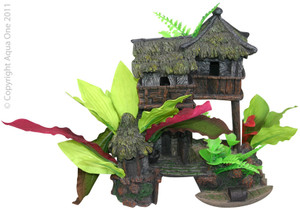 Aqua One Ornament Jungle House W/plants Aqua One Ornament Jungle House W/plants