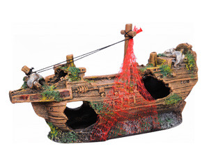 Aqua One Ornament Shipwreck With Net Small 23.5x8x11.5cm