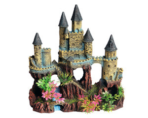 Aqua One Ornament Castle With River And Plant 22x12x23.5cmh