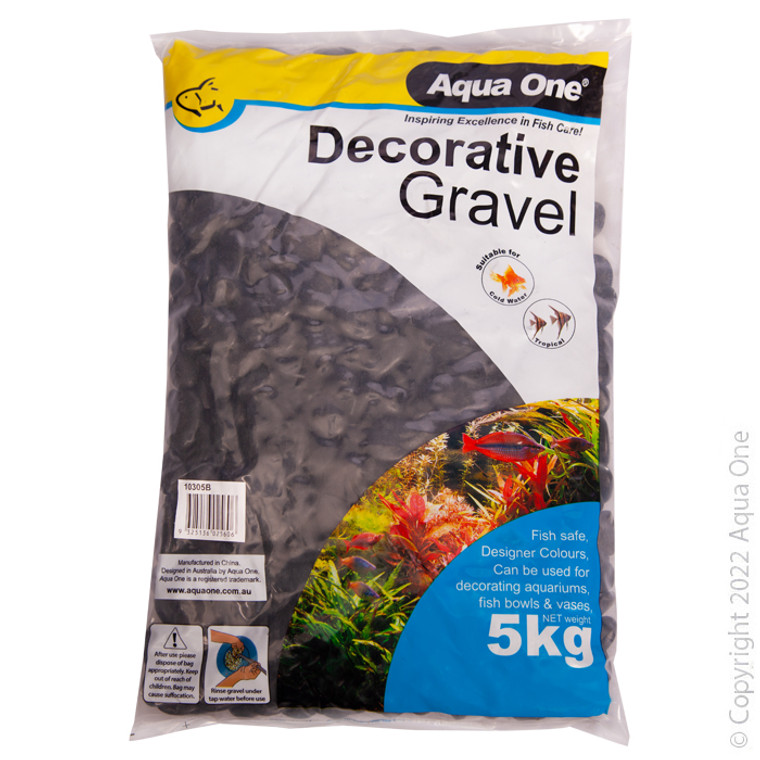 Aqua One Decorative Gravel Polished Stone Black 3-4cm 5kg