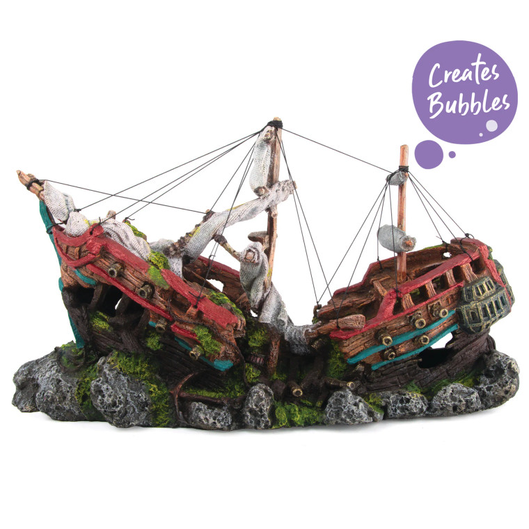 Kazoo Bubbling Galleon With Cannons Fish Tank Ornament