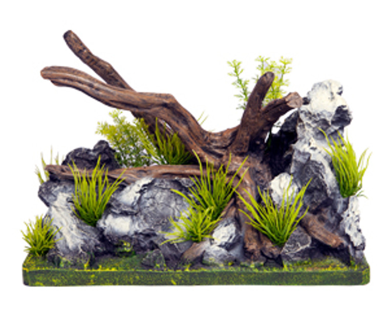 Aqua One Ecoscape Driftwood On Rock Garden Medium 27.5 X 15 X 18.6cm