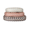 Modern Geo Oval Lounger Dog Bed Sizes and Colors Stacked Modern Geo Oval Lounger Dog Bed Sizes and Colors Stacked