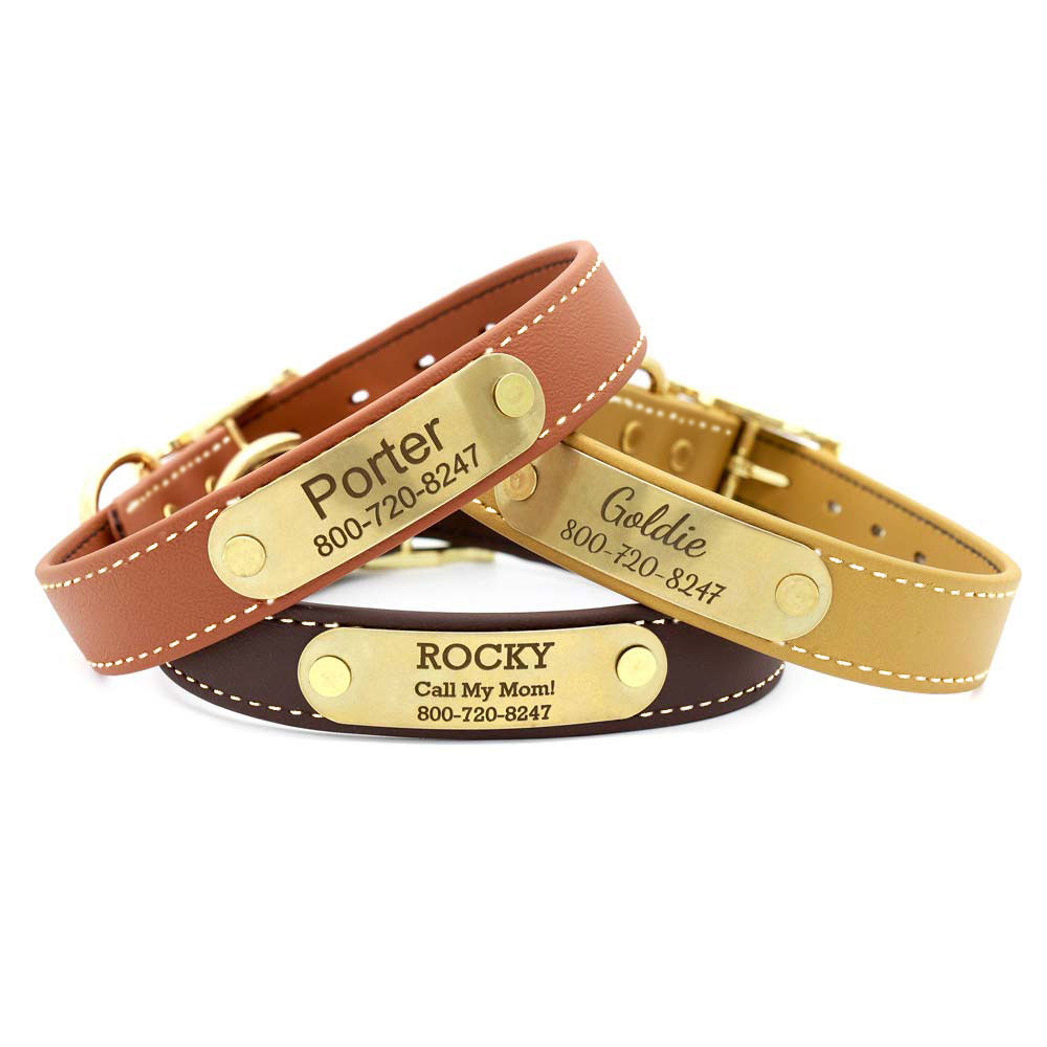 DogIDs - Waterproof Faux Leather Standard Nameplate Collar