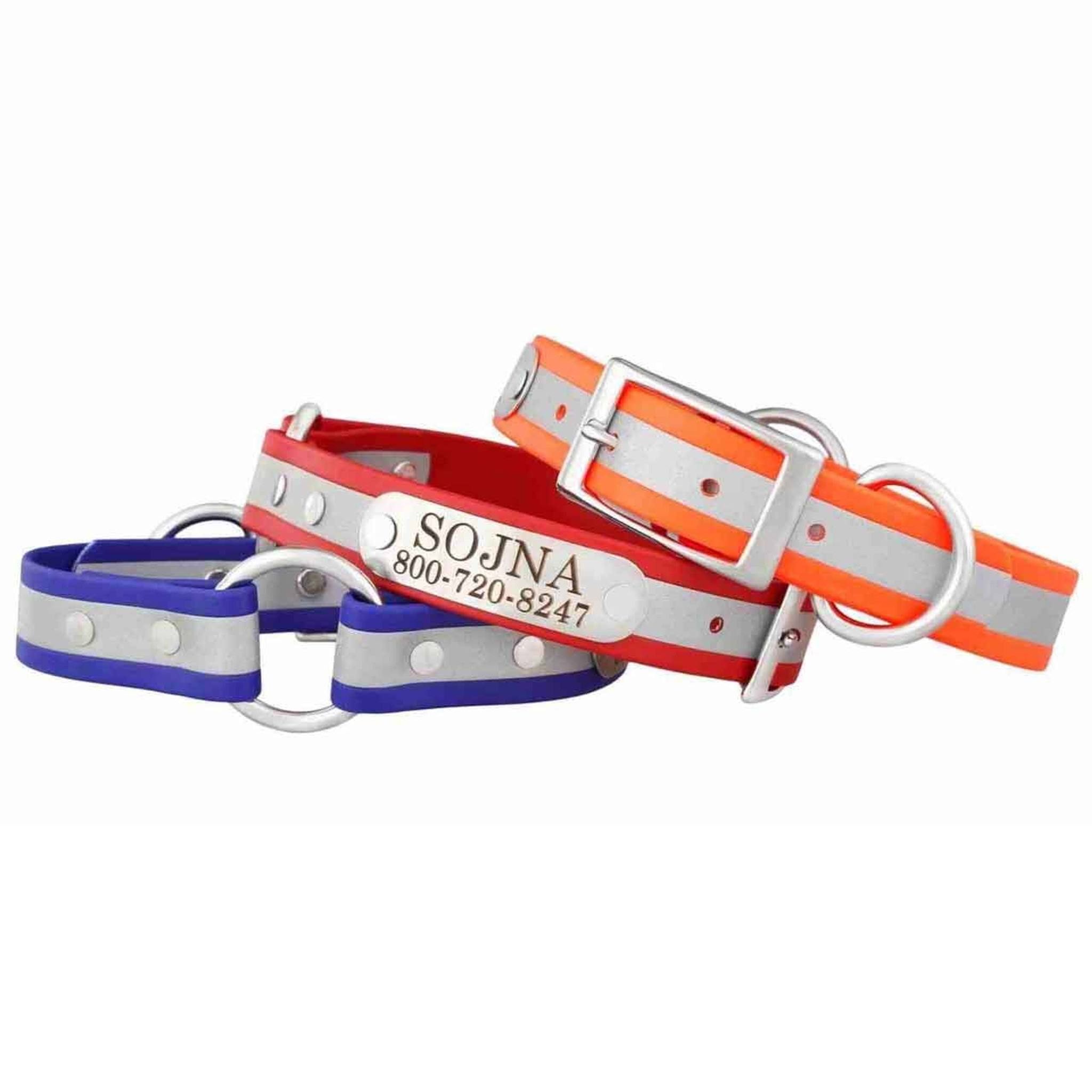 Reflective dog collars hot sale with name plates