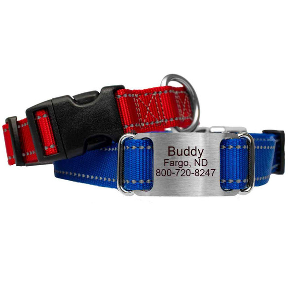 Reflective Nylon ScruffTag Collars Name Plate View dogIDs