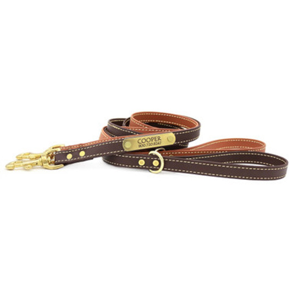 Waterproof Faux Leather Dog Leash with Personalized Nameplate dogIDs Waterproof Faux Leather Dog Leash with Personalized Nameplate dogIDs